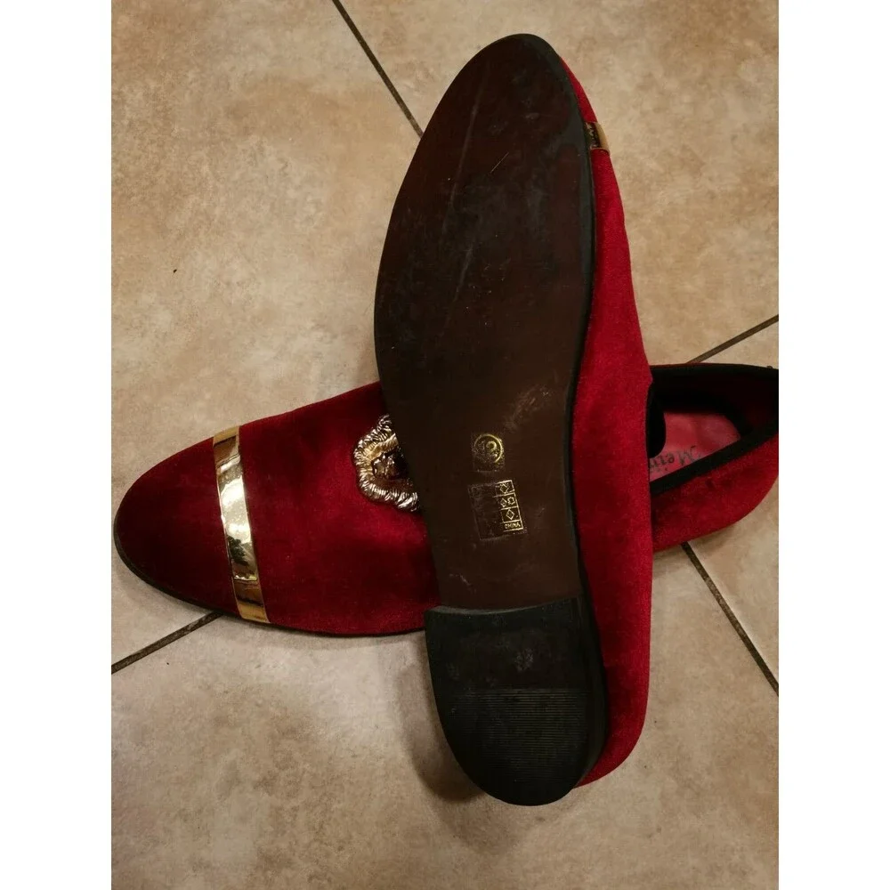 Men's Meijiana Luxury Dress Party Burgundy Velvet Loafers Shoes Size 12
